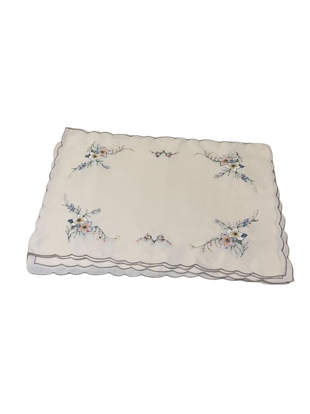 Vintage‎ Embroidered Flowers on Cream Linen, SET OF 16